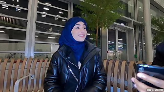 Iranian girl Nadja is wearing a hijab and gets anally fucked in the toilet and in a hallway to pay for the plane!!!