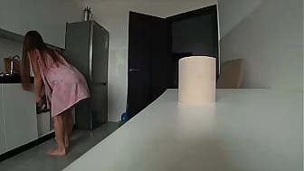 Real Cheating. Wife And Husband's Friend Fuck In The Kitchen. Home Alone